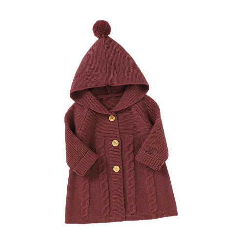 WOYY Newborn Girls Knit Cardigan Top Solid Button Hooded Sweater Fall Winter Outerwear
