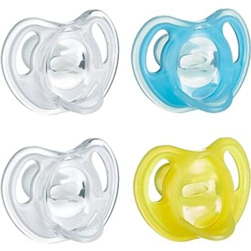 Tommee Tippee Ultra-Light Silicone Pacifier, Symmetrical One-Piece Design, BPA-Free Silicone Binkies, 6-18m, 4-Count