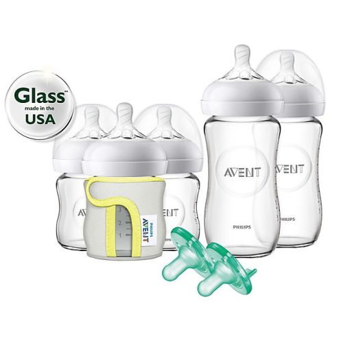 Philips Avent Natural 5-Pack Glass Wide Neck Bottle Gift Set