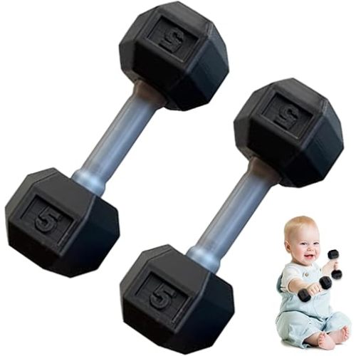 2 Pcs Dumbbells for Baby Mini 1.8x4.7 In Silicone Hand Weight Lifting Set for Fitness Exercise Funny Sport Toys for Toddlers (Black)