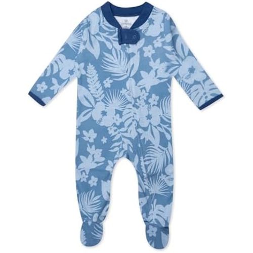 HonestBaby Sleep & Play Footed One-Piece Pajama Sleeper 100% Organic Cotton, Baby Boys