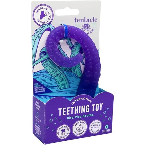 Baby Teething Toy, USA Made Infant Teether Toy, Medical Grade Silicone Baby Teether, Baby Teething Relief for Babies 0-6 Months 6-12 Months 12-24 Months, Soothes Teething Pain