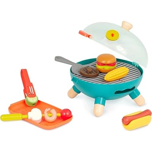 B. toys- Mini Chef - BBQ Grill Playset- Pretend Play BBQ Grill Play Set – Toy Grill & Play Food – Barbecue Role-Play Set for Kids- 3 Years + (16 Pcs)