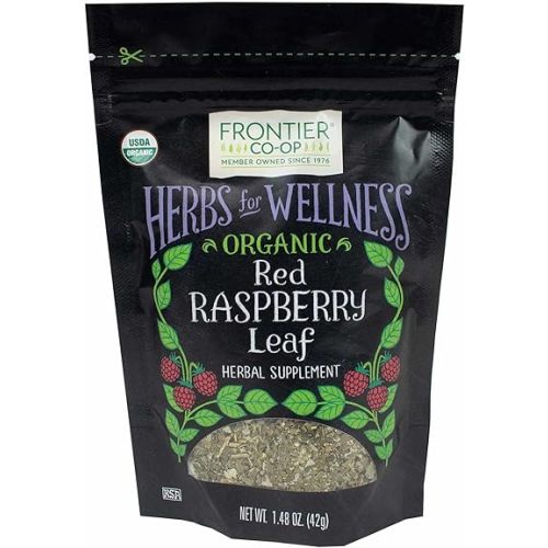 Frontier Co-op Organic Cut and Sifted Red Raspberry Leaf 1.48oz - For Red Raspberry Leaf Tea, Cafe, Restaurant Supply and More - Naturally Caffeine Free