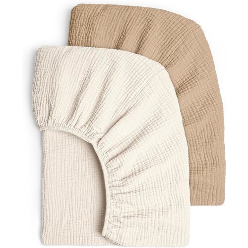 Lulu moon Muslin Crib Sheets - Fitted Crib Mattress Sheets for Boys and Girl - 28"x 52", 2 Pack - Ivory & Hazelnut