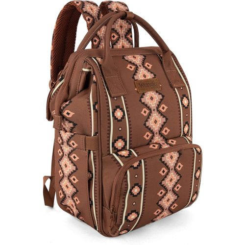 Wrangler Aztec Backpack Organized Daypack Travel Baby Bag with Stroller Strap and Side Bottle Pockets WG2204-9110CM