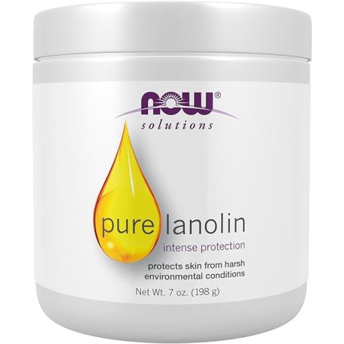 NOW Foods Solutions, Pure Lanolin, Wind and Harsh Environment Skin Protectant, Thick Jelly, For Rough Dry Skin, 7-Ounce