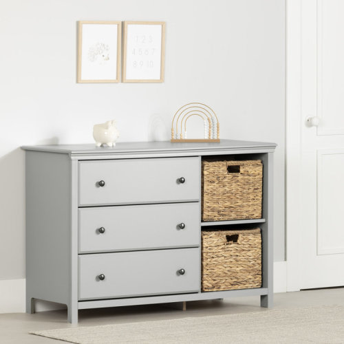 Cotton Candy 3-Drawer Dresser with Storage Baskets