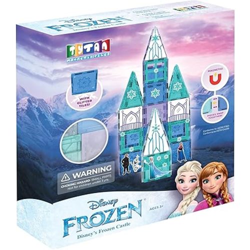 Tytan Tiles Official Disney Licensed Frozen Castle Magnetic Tiles Building Set, Powerful STEM/STEAM Learning Workbook, Creative Architectural Play, Shape & Pattern Recognition, Ages 3 and Up
