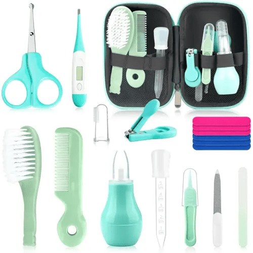 Baby Grooming Kit for Boys Girls Safety Newborn Nursery Essentials Grooming Set Gift for First-time Parents Green 18 in 1