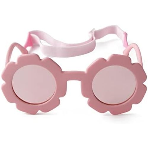 JUDOO Toddler Sunglasses with Strap Polarized Flexible Flower Glasses for Infant Baby Boys Girls Age 0-24 Months
