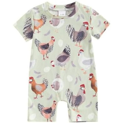 Toddler Baby Boy Girls Farm Clothes Western Farm Animals Chicken/Cow Print Romper Newborn Jumpsuit Country Stuff