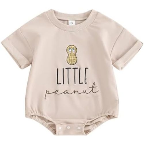 Omkzanbi Baby Girl Boy Summer Clothes Funny Bodysuit Little Peanut Bubble Romper Cute Newborn Gender Neutral One Piece Outfit