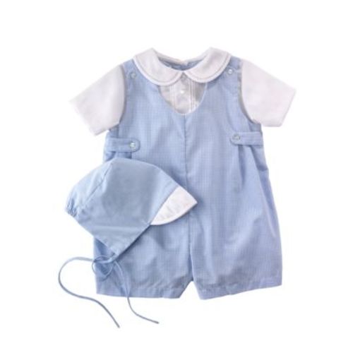 Baby Boys Gingham Romper with Hat