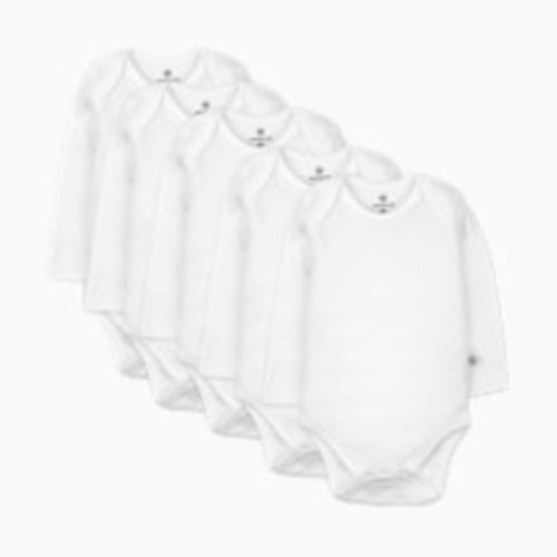 Honest Baby Clothing 5-Pack Organic Cotton Long Sleeve Bodysuit - Bright White, 0-3 M