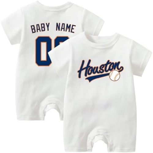 KREDE Baby Clothes Unisex Bodysuit Personalized Rompers Custom Baby Name Number for Boy Girl
