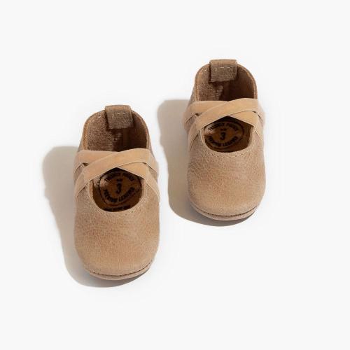 Weathered Brown Ballet Slipper Baby Shoe – August + Willow