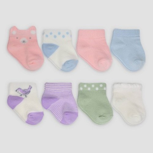 Carter's Just One You®️ Baby Girls' 8pk Bear Ankle G Socks - Pink, Size: 0-3M