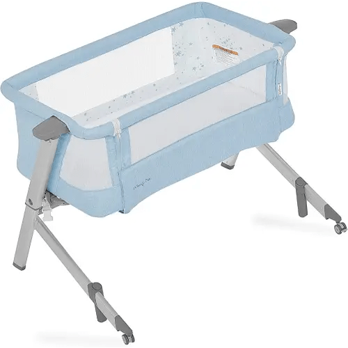 Skylar Bassinet and Beside Sleeper in Blue, Lightweight and Portable Baby Bassinet, Five Position Adjustable Height, Easy to Fold and Carry Travel Bassinet, JPMA Certified