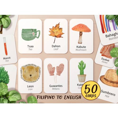 50 First Words Filipino & English: Filipino Bilingual Flashcards for Kids | Learn Filipino Tagalog Toddler Preschool Homeschool Pre-K Basics