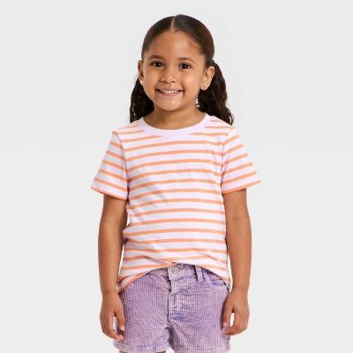 Toddler Girls' Short Sleeve Striped T-Shirt - Cat & Jack™ Light Purple 2T