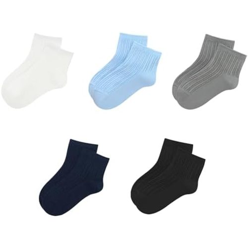 SERISIMPLE Viscose Bamboo Unisex Baby Boy Girl Socks Toddlers Ankle Crew Thin Soft Socks Stretch Breathable Newborn 5 Pairs