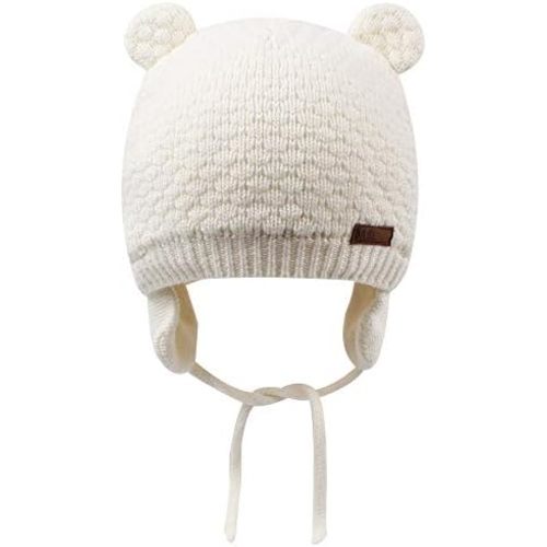 BAVST Baby Beanie Hat for Winter with Earfalp Cute Bear Kids Toddler Girls Boys Warm Knit Cap 0-2Years