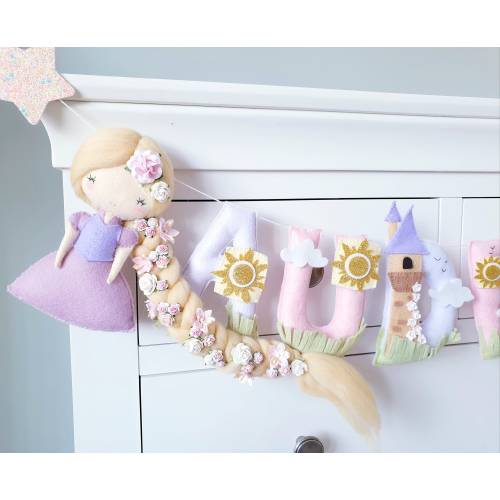 Rapunzel Name Bunting - Felt Name - Name Sign - Felt Letters - Princess Nursery