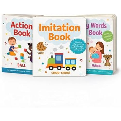 Toddlers Speech Board Book Bundle for Toddlers Ages 0–4 – First Words, Verbs & Imitation Learning Books by a Speech Therapist - Action Book - My Words Book - Imitation Book (3-Book Set)