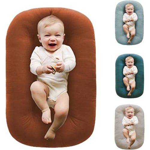 Baby Lounger Pillow,Loevin Baby Lounger Pillow for Newborn Cosleeping for Baby in Bed,Newborn Lounger Baby Nest for Boys & Girls 0-12 Months|Coffee