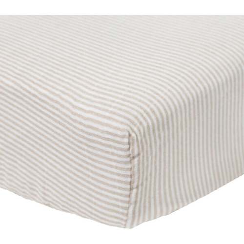 Organic Cotton Muslin Crib Sheet, Sand Stripe - Little Unicorn | Maisonette