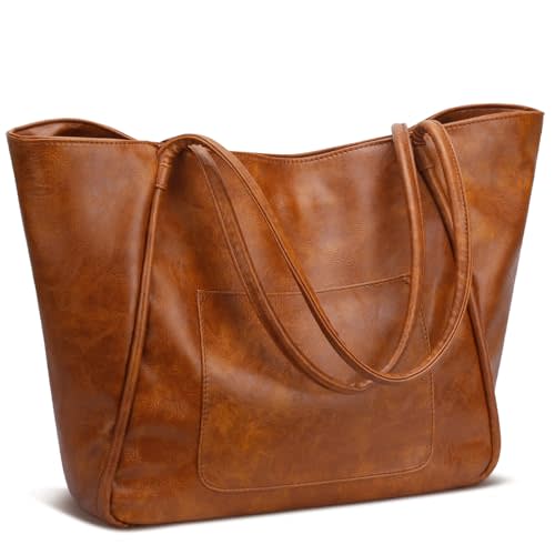 KKXIU Large Tote Bag for Women with Zipper Work Leather Travel Purse and Handbags