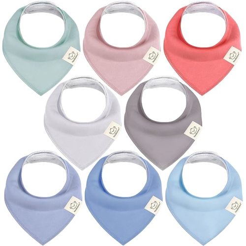 8-Pack Organic Baby Bandana Drool Bibs for Girls - Super Absorbent Baby Bibs for Baby Girls, Baby Boys, Soft Cotton Bandana Bibs, Baby Drool Bib, Teething Bibs for Infant, Toddler, Bib Girl (Spring)