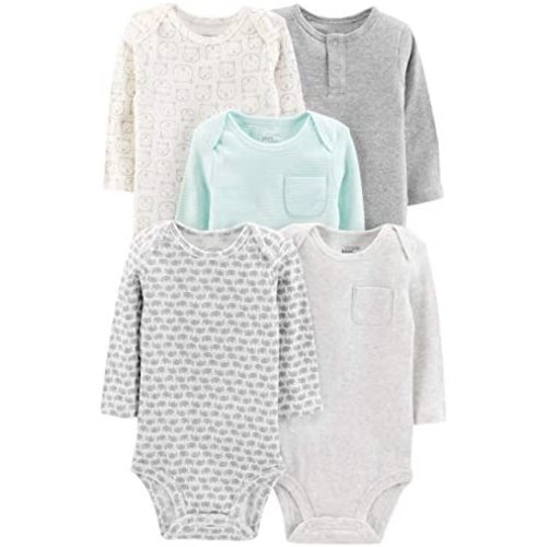 Amazon.com: Simple Joys by Carter's Baby 5-Pack Long-Sleeve Bodysuit: Clothing, Shoes & Jewelry