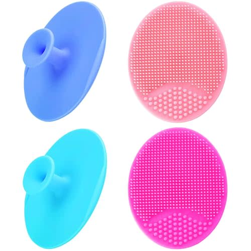 Baby Bath Brush, Baby Cradle Cap Brush, Silicone Massage Brush, Silicone Scrubbers Exfoliator Brush, Skin Scrubber Baby Essential for Dry Skin, Cradle Cap and Eczema (Small-4PCS)