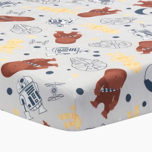 Lambs & Ivy Cotton Fitted Crib Sheet - Star Wars Millennium Falcon