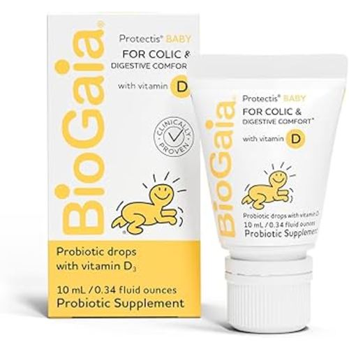 BioGaia Baby Probiotic Drops - Colic & Gas Relief + Vitamin D, 50-Day Supply, Safe for Newborns, Reduces Crying, Fussing, Colic, Gas, Spit-ups & Constipation, No allergens, dairy or soy