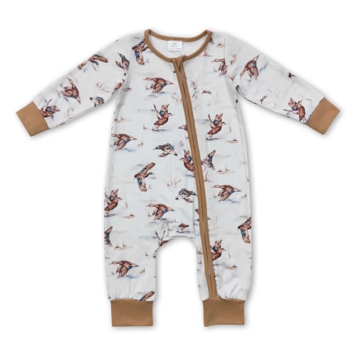 YAWOO Hunting Mallard Ducks Baby Zipper Romper Newborn Sleepers,Size 3M-2Years