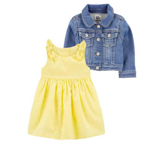 Baby 2-Piece Denim Jacket & Eyelet Babydoll Dress Set - 9M - Style,Multi