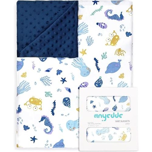 Baby Blankets Super Soft for Boys Girls - Underwater World Minky Baby Blanket, with Double Layer Unisex Newborn Travel Blanket for Toddler Nursery (30 x 40 Inch)