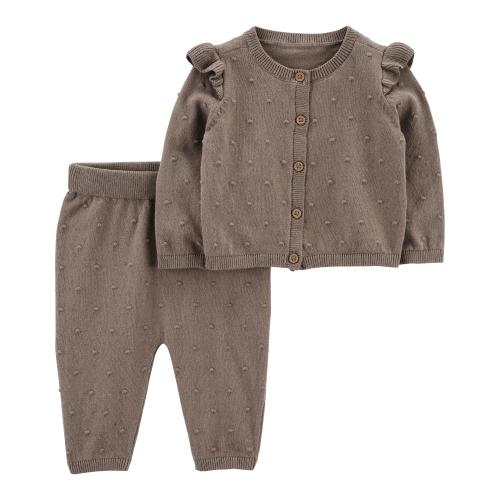 Baby 2-Piece Button-Front Sweater Set - 3M - Style,Brown