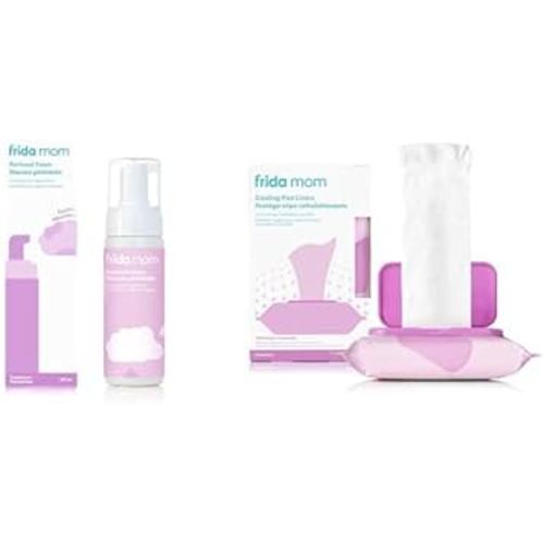 Frida Mom Witch Hazel Perineal Healing Foam and Witch Hazel Perineal Cooling Pad Liners for Postpartum Care, Hospital Bag Essentials for Pain Relief After Birth