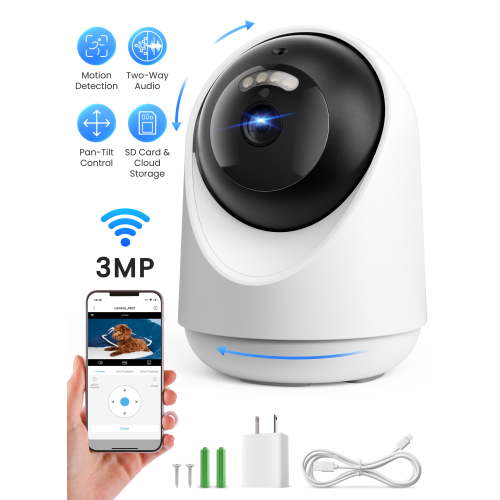 FANCYBANT 3MP Pet Camera Baby Monitor with Two Way Video Call Indoor Home Security Camera with AI Motion Detection Night Vision, SD Card & Cloud Storage for Baby Pet Elderly,White