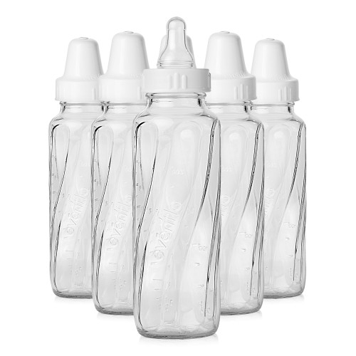 Evenflo Feeding Classic Glass Twist Bottles, 8 Ounce (Pack of 6),Clear,