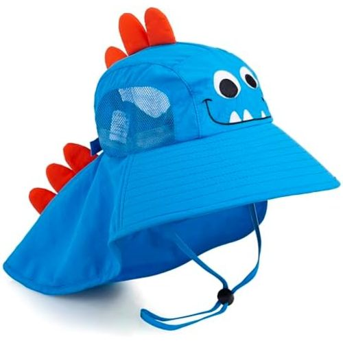 Kids Sun Hat UPF 50+ Boy Girl Protection Hat Wide Brim Beach Hats with Mesh and Adjustable Chin Strap