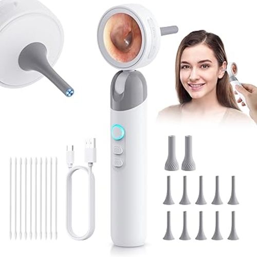 Otoscope Ear Camera with 1.38” Screen, 1080P HD Ear Scope & 4 LED Lights for Adult Kid and Pet, 12 Silicone Specula Tips, Photo & Video, Type-C Charging with Computer, FSA HSA Eligible Items
