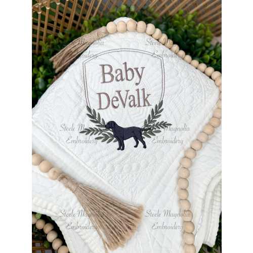 Labrador Retriever Baby Blanket Lab Nursery Decor Personalized Black Lab Baby Heirloom Quilt Custom Name Baby Shower Gift Gender Neutral