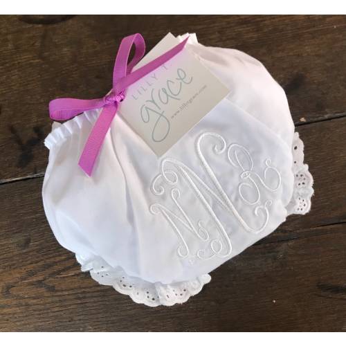 Embroidered Monogram Baby Diaper Cover: Personalized Bloomers