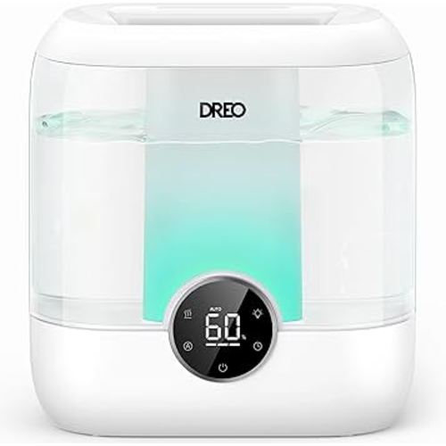 DREO 6L Top Fill Humidifiers for Bedroom, 60H Runtime 28 dB Quiet Supersized Cool Mist Air Humidifiers for Large Room, Baby Nursery, Plant, Indoor, Night Light, Easy to Clean, Precise Humidity Control