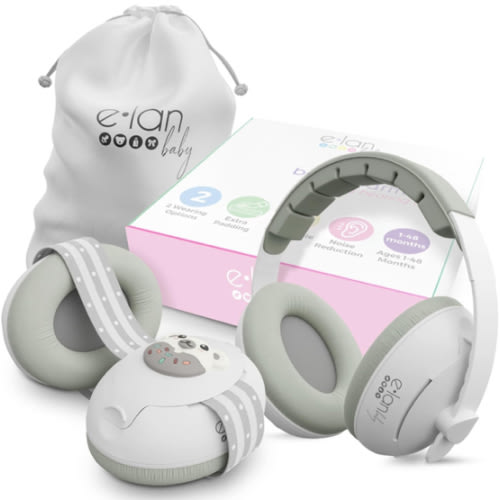 2-in-1 Baby Ear Muffs Noise Protection - Baby Headphones for Noise & Plane Travel - 2 Headbands - Toddler Ear Protection for Infant & Toddler Travel Essential, Age 1-48 Months